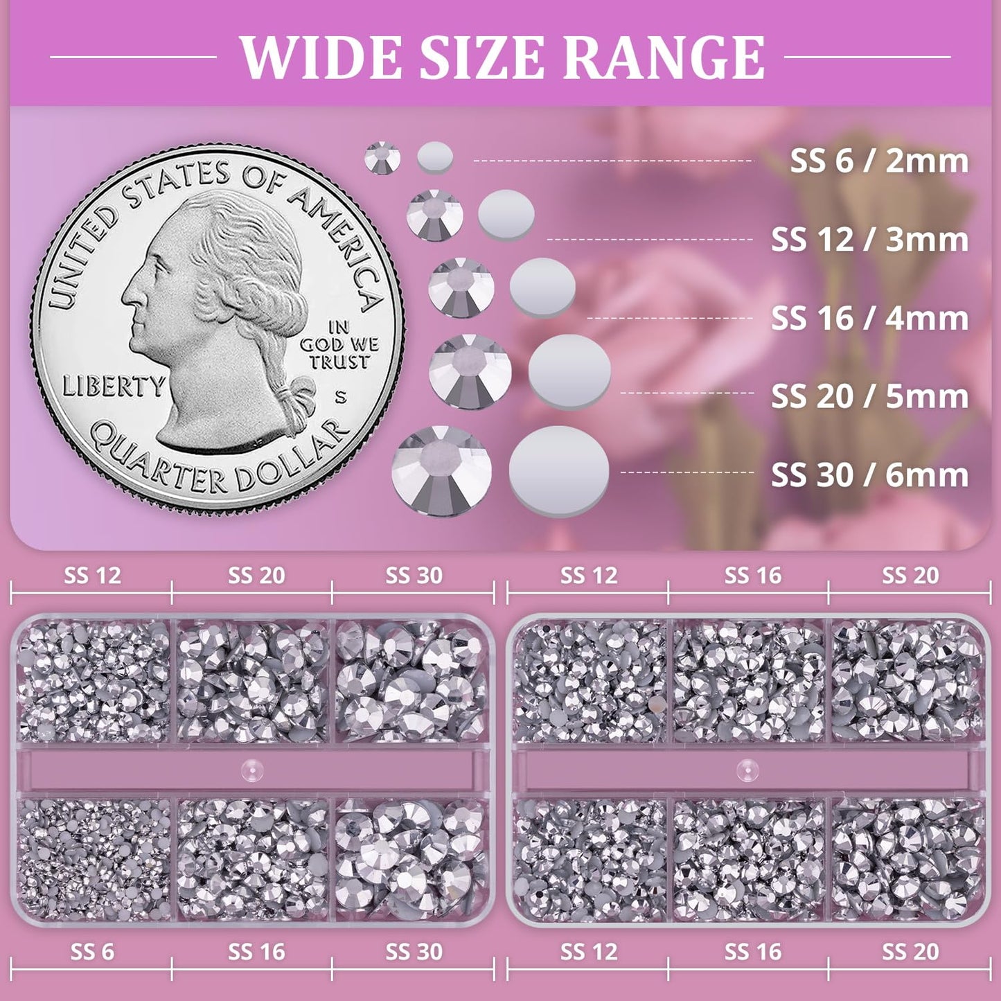Resin Rhinestones for Crafting, 2 Boxeses Silver Multi Sizes Flatback Bedazzling Crystals for Crafts Nail Art Deco, Non Hotfix Gems Charms for Tumbler Shoes Clothing Fabric Face Makeup