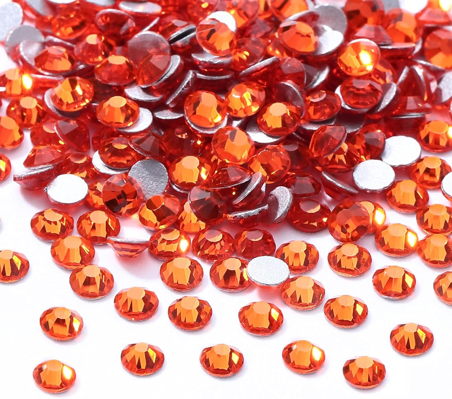 Hyacinth Flatback Rhinestones, Glass Rhinestones for Nail Art and Craft, Glue Fix, Loose Crystal Gemstones(Orange, SS4, 2880pcs, 1.5-1.7mm)