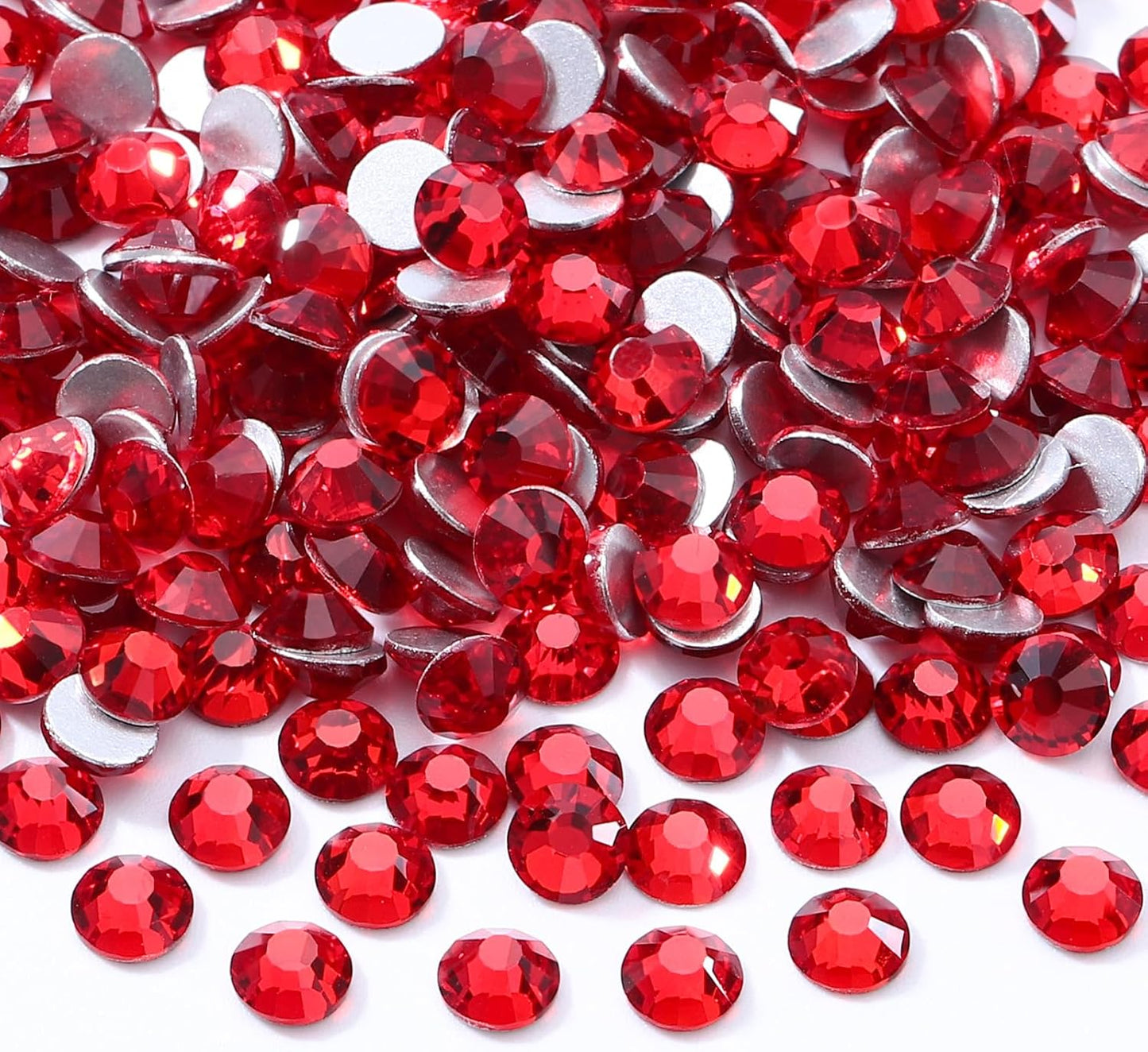 Red Flatback Rhinestones, Glass Rhinestones for Nail Art and Craft, Glue Fix, Loose Crystal Gemstones(Red, SS16, 2880pcs, 3.8-4.0mm)