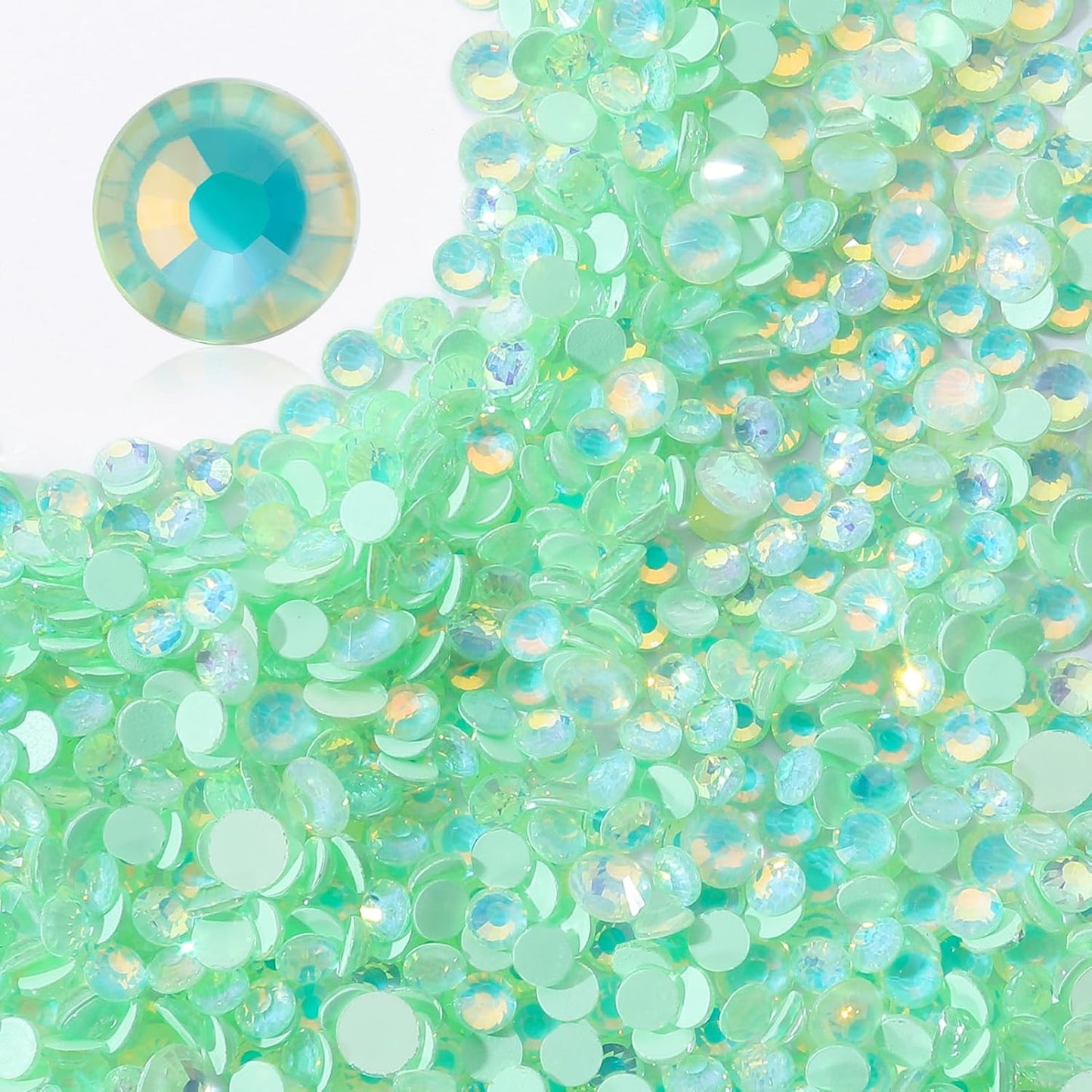 F Light Green Flatback Rhinestones, Glass Rhinestones for Nail Art and Craft, Glue Fix, Loose Crystal Gemstones(F Light Green, SS16, 1440pcs, 3.8-4.0mm)