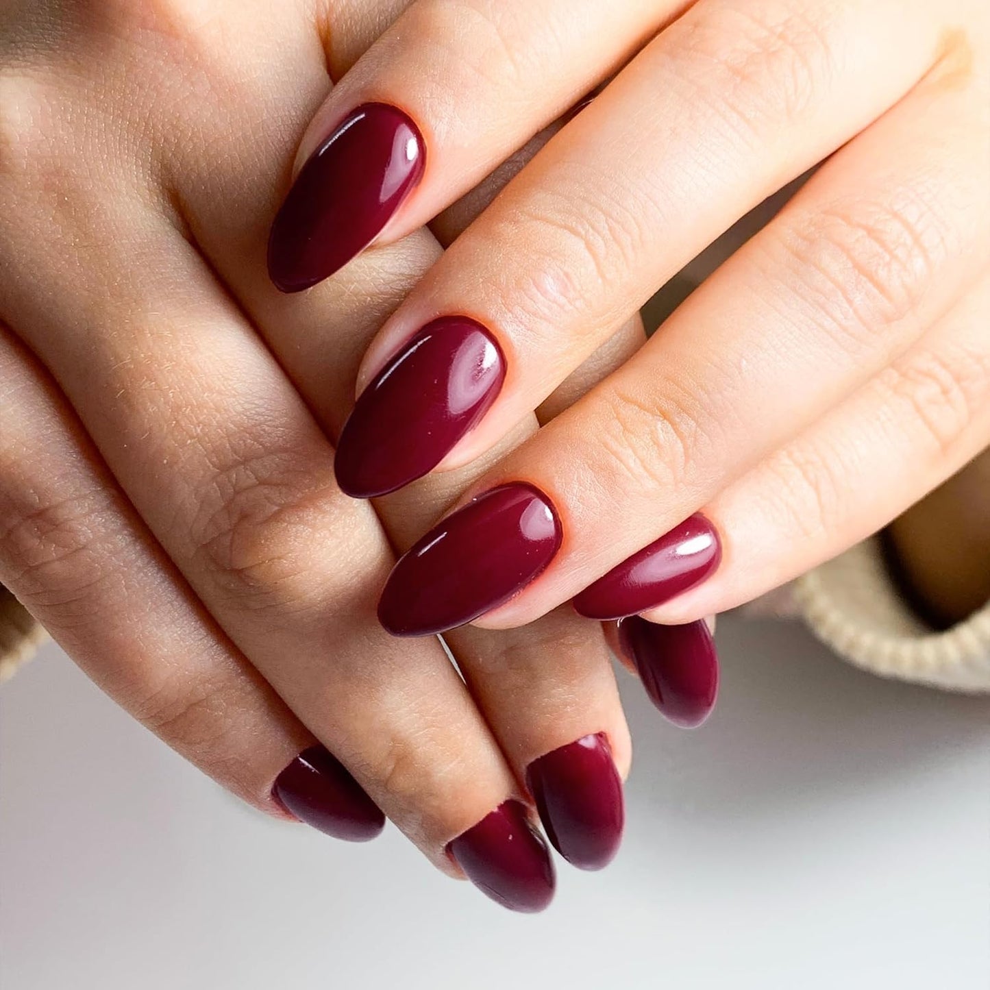 Semi Cured Gel Nail Strips-Glamorous Semi Gel Nail Stickers Natural Nude Shades Press On Nails Easy Home Application Works with Any UV/LED Lamps Glossy Finish(Rouge)