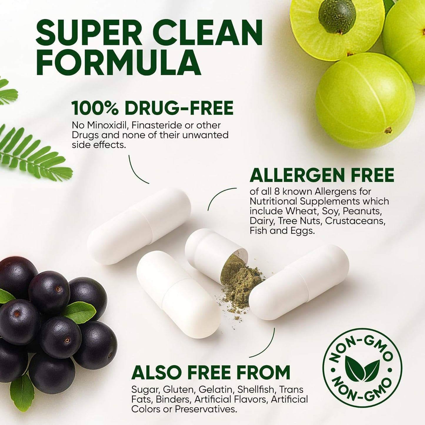 Tru Bloom Hair Growth Vitamins - 1 Month Supply. Clinically Proven to Grow Fuller, Thicker Hair. Natural & Drug-Free with Biotin, MSM, Zinc, D3 + Hair Superfoods. Non GMO