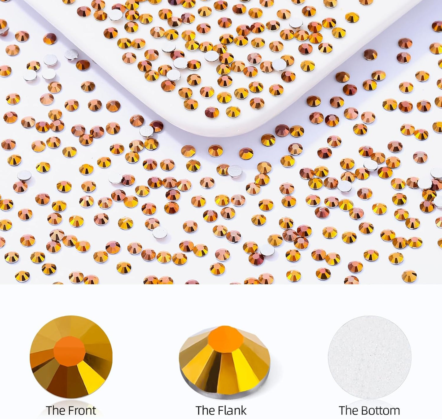 Gold Flatback Rhinestones, Glass Rhinestones for Nail Art and Craft, Glue Fix, Loose Crystal Gemstones(Gold, SS4, 1440pcs, 1.5-1.7mm)