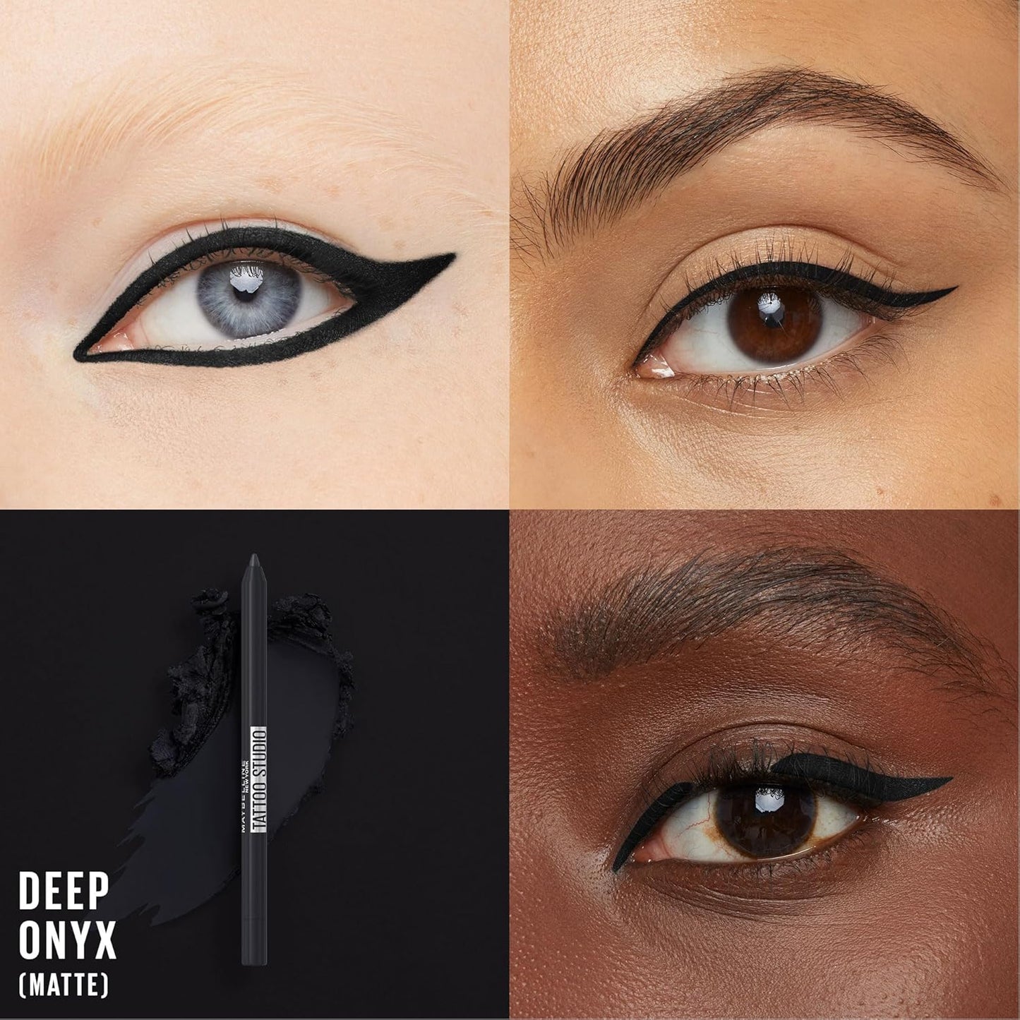 Maybelline TattooStudio Long-Lasting Sharpenable Eyeliner Pencil, Glide on Smooth Gel Pigments with 36 Hour Wear, Waterproof, Deep Onyx, 1 Count