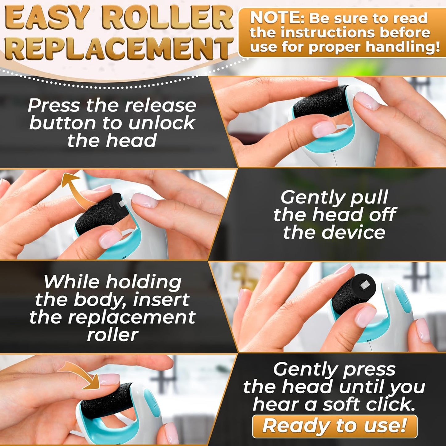 USB Rechargeable Electric Foot Callus Remover Tool – 3-Speed Foot Sanders for Feet (1800/2200/2800 RPM) with Replaceable Roller | 1200mAh, 70 Min Runtime – Pedicure Tools for Feet Smoothing