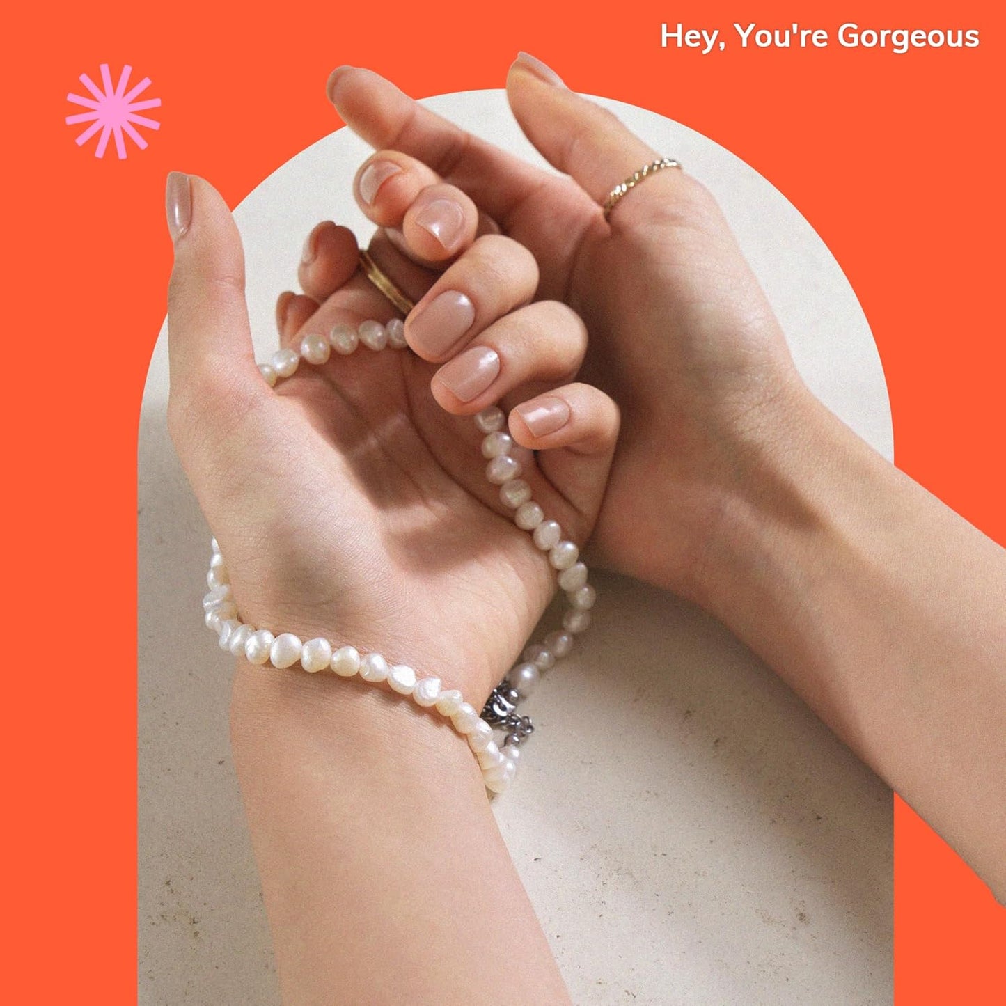 Semi Cured Gel Nail Strips | No LED Lamp Needed | Ombre, Nude | Easy Apply & Remove, Salon Quality | Includes 28 Strips, 1 Prep Pads, Nail File & Wooden stick - Hey, You're Gorgeous