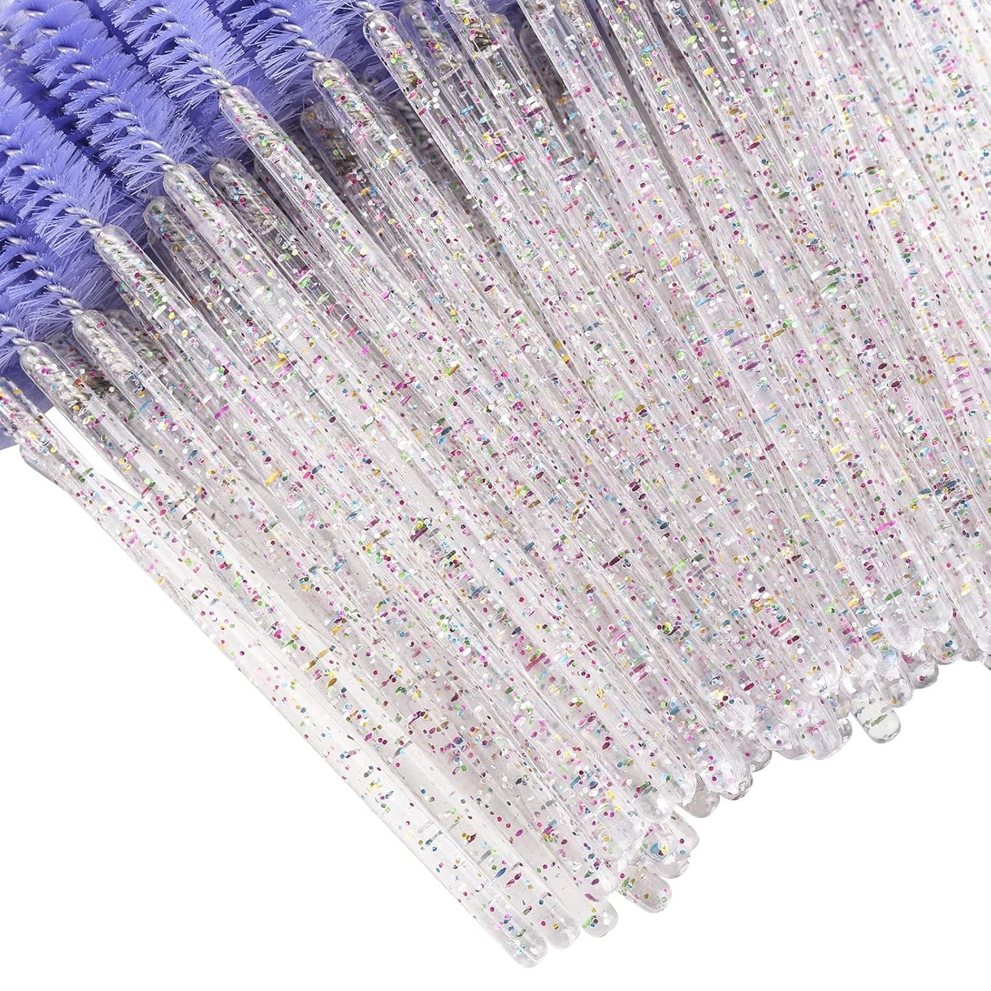 BTYMS 200 Pcs Disposable Mascara Wands Lash Applicator Brush Brow Spoolies for Eyelash Extension with Crystal Handle Purple
