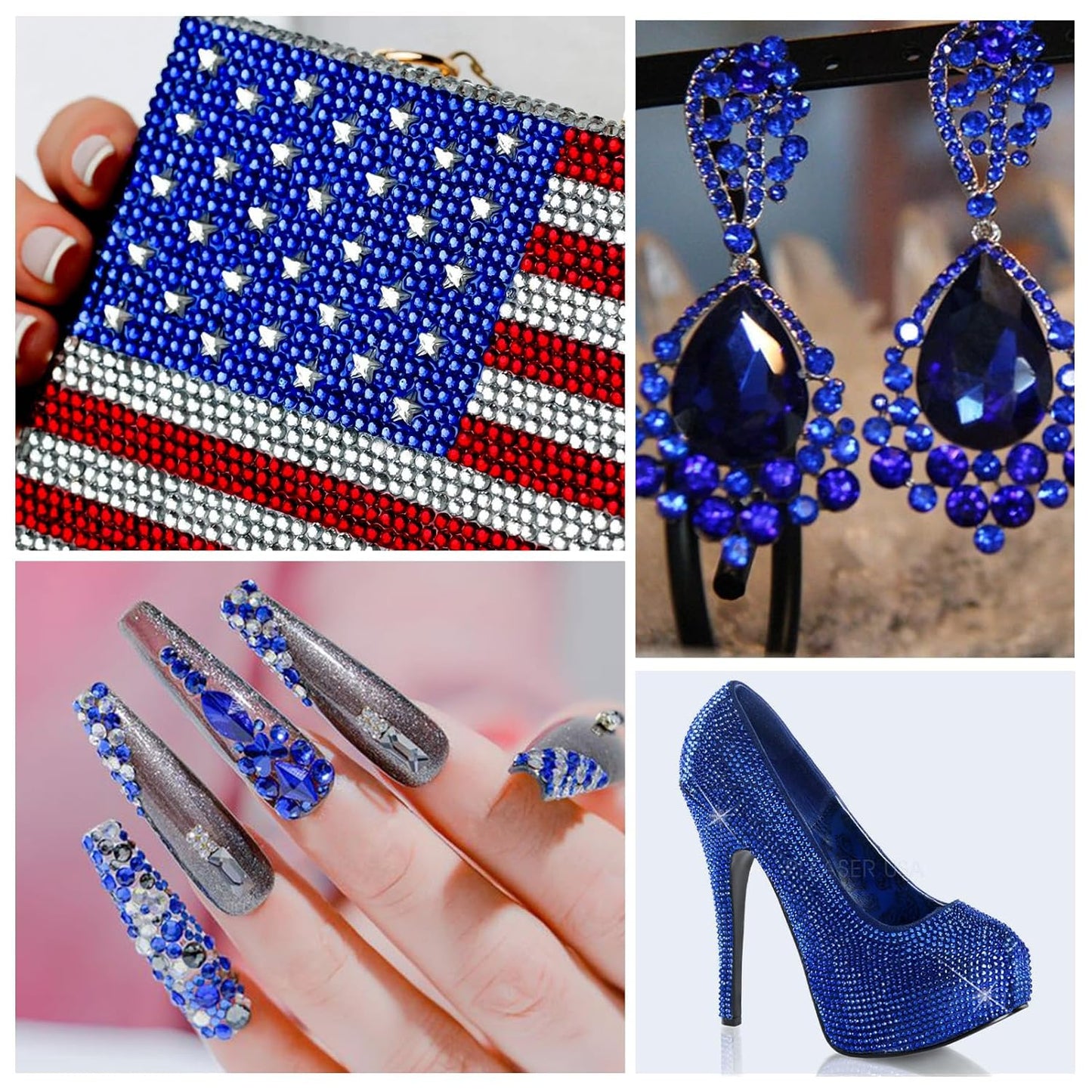 3000Pcs Light Blue Crystal Rhinestones,Glass Flatback Rhinestones Gemstones Mini for Nail Face Makeup Art Crafts Clothes Decoration - (SS8,2.4mm,Light Blue)