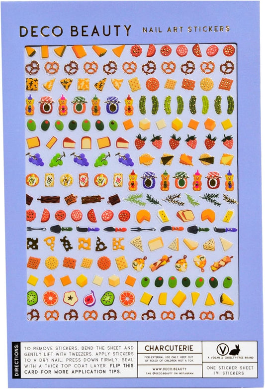 Charcuterie Nail Stickers - Lightweight & Easy-to-Apply Nail Art with Trendy Designs - Durable & Long-Lasting Nail Stickers for Women, Ideal for DIY Manicures & Salon-Quality Nails