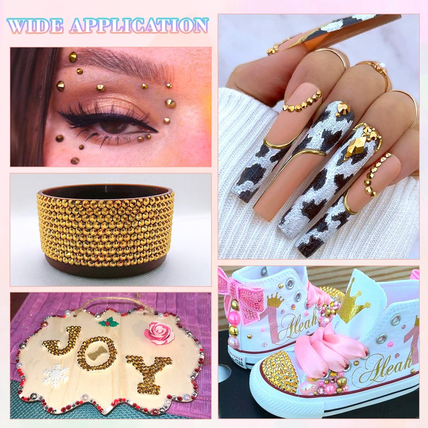 30000Pcs Resin Gold Rhinestones for Bedazzling Crafting with b7000 Jewelry Glue, Bulk Flatback Gems Bedazzler Kit for Crafts Clothes Shoes Fabric Nail Diamond Art, Assorted Size 2/3/4/5/6mm