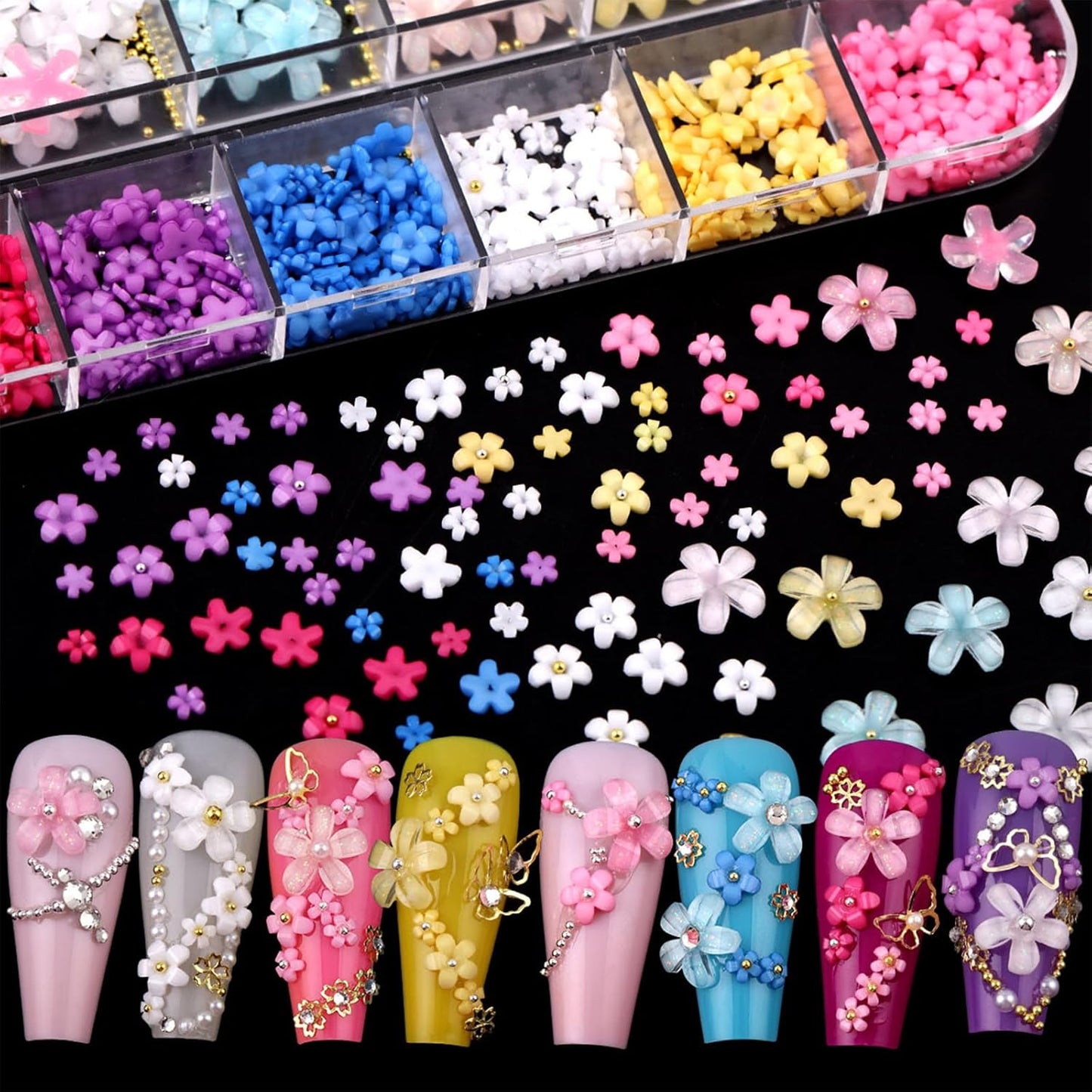 Nail Art Pearls Flatback Rhinestones Flower Nail Charms Gold Silver Beads White Half Round Supplies Luxurious Design Jewelry DIY Crafts Accessories for Women Manicure Decorations