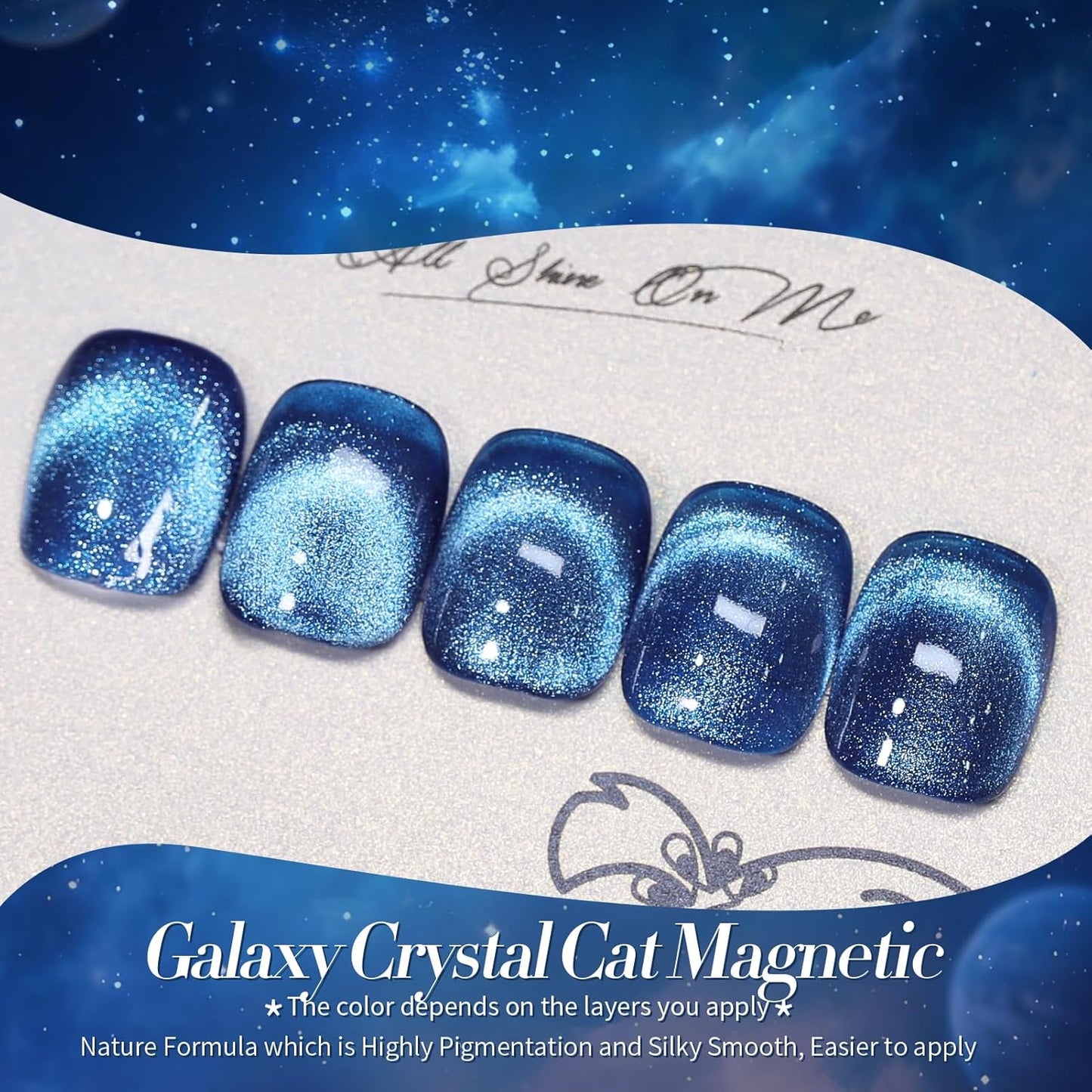 Born Pretty Cat Magnetic Eye Gel Nail Polish, Royal Blue Glitter Cat Magnetic Gel Nail Polish, Holographic Magnetic Nail Polish for Nail Art Manicure Salon DIY at Home 15ML