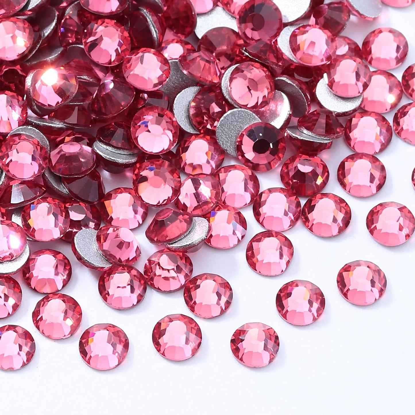 Rose Flatback Rhinestones, Glass Rhinestones for Nail Art and Craft, Glue Fix, Loose Crystal Gemstones(Rose, SS16, 1440pcs, 3.8-4.0mm)