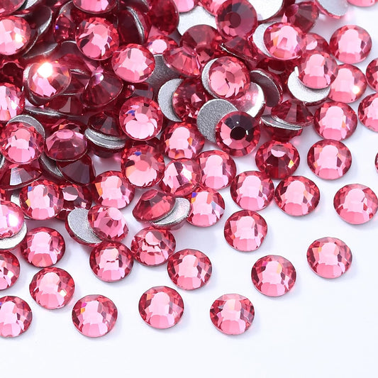 Rose Flatback Rhinestones, Glass Rhinestones for Nail Art and Craft, Glue Fix, Loose Crystal Gemstones(Rose, SS16, 1440pcs, 3.8-4.0mm)