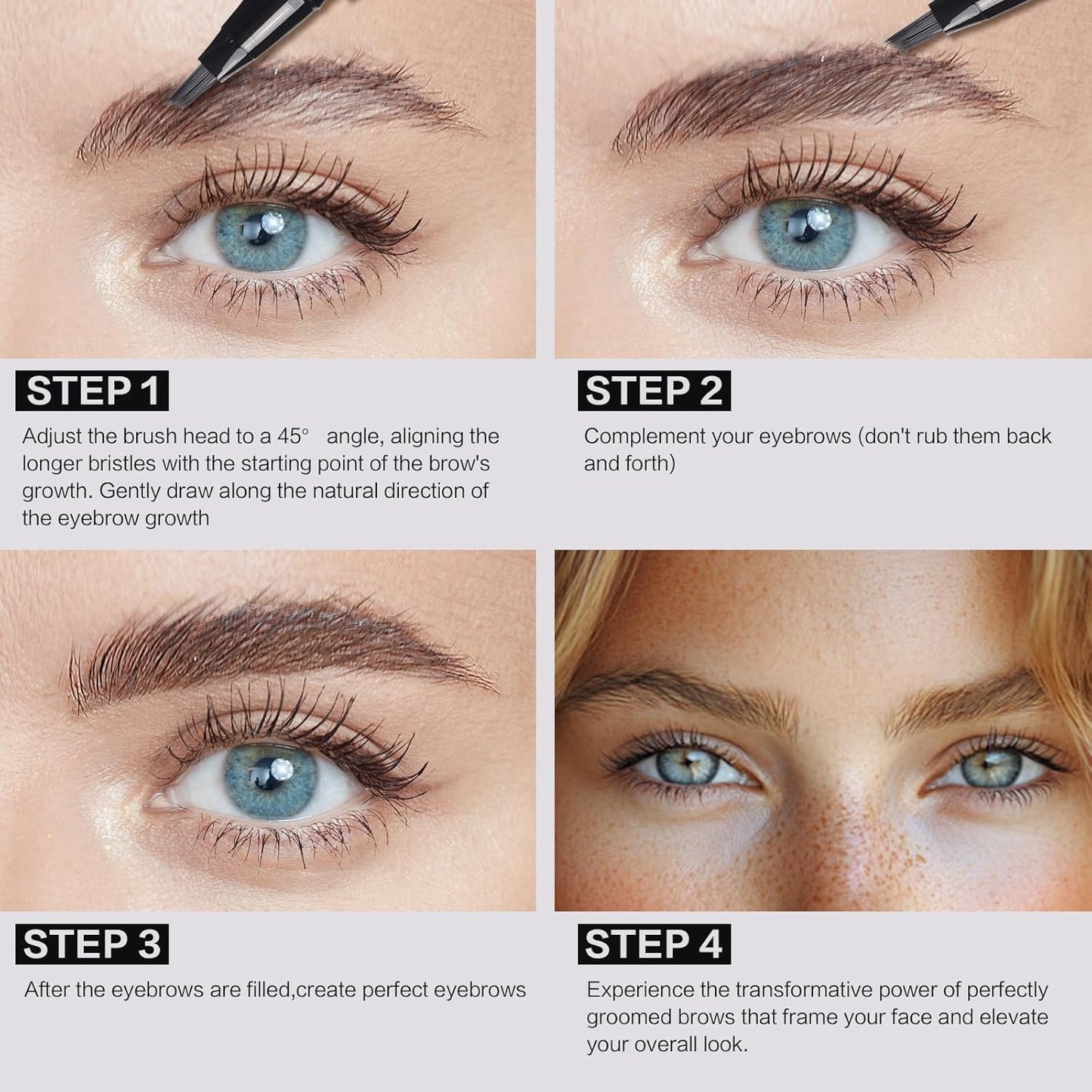 Microblading Brow-Fection Brow Eyebrow Pencil – Angled Brush Tip, Wild Natural Hair-Like Strokes, Patented Design, Long-Lasting & Smudge-Proof, for Beginners & Pros(02 Dark Brown）