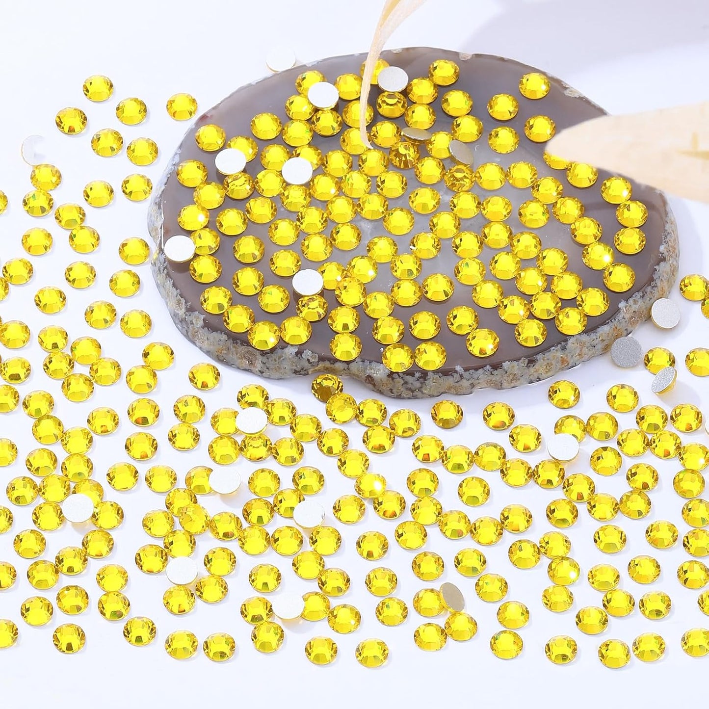 Yellow Flatback Rhinestones, Glass Rhinestones for Nail Art and Craft, Glue Fix, Loose Crystal Gemstones(Yellow, SS20, 2880pcs, 4.6-4.8mm)