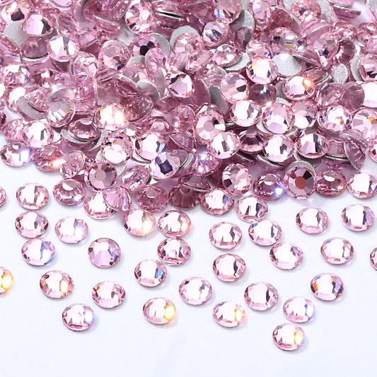 Pink Flatback Rhinestones, Glass Rhinestones for Nail Art and Craft, Glue Fix, Loose Crystal Gemstones(Pink, SS10, 2880pcs, 2.7-2.8mm)