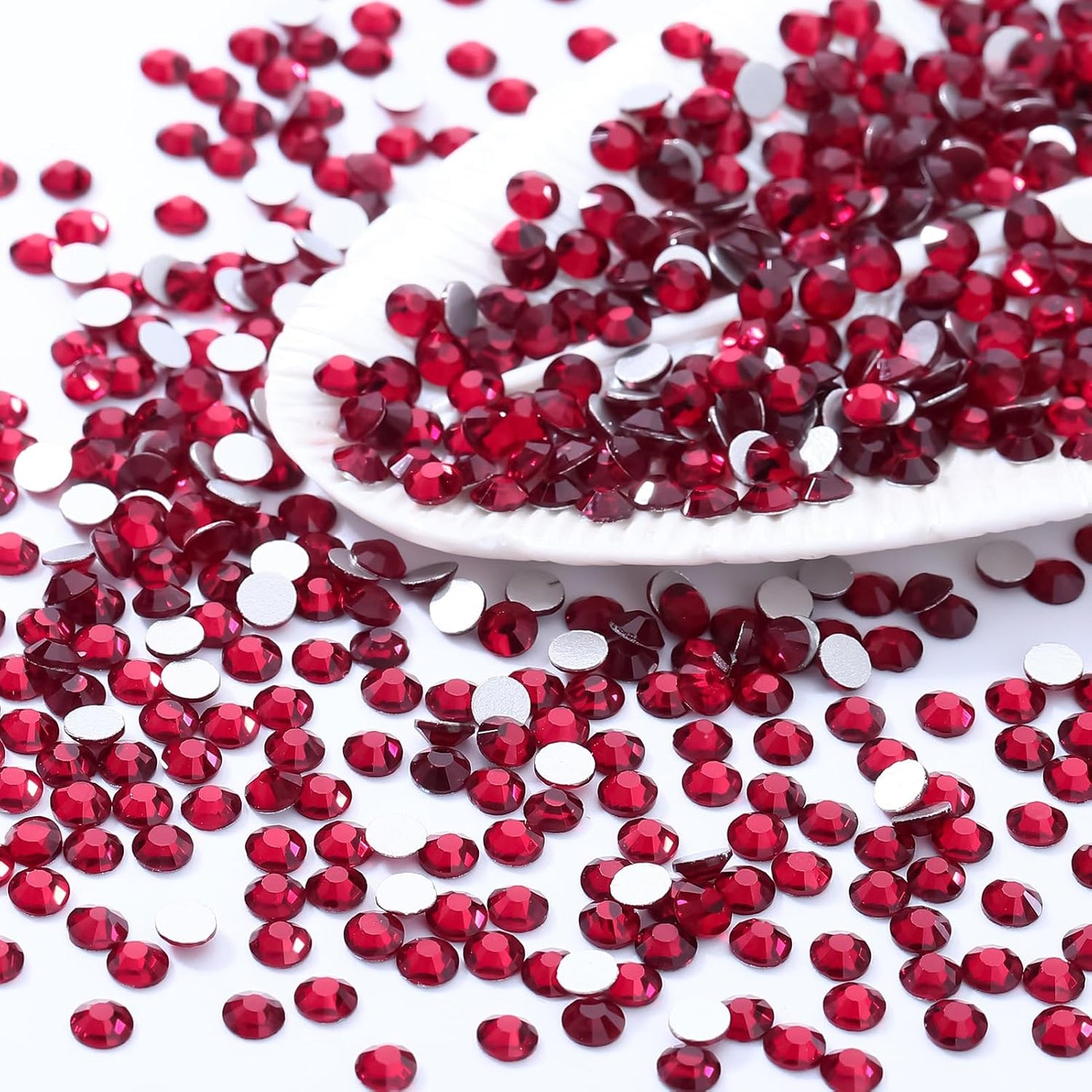 Siam Flatback Rhinestones, Glass Rhinestones for Nail Art and Craft, Glue Fix, Loose Crystal Gemstones(Siam, SS20, 1440pcs, 4.6-4.8mm)