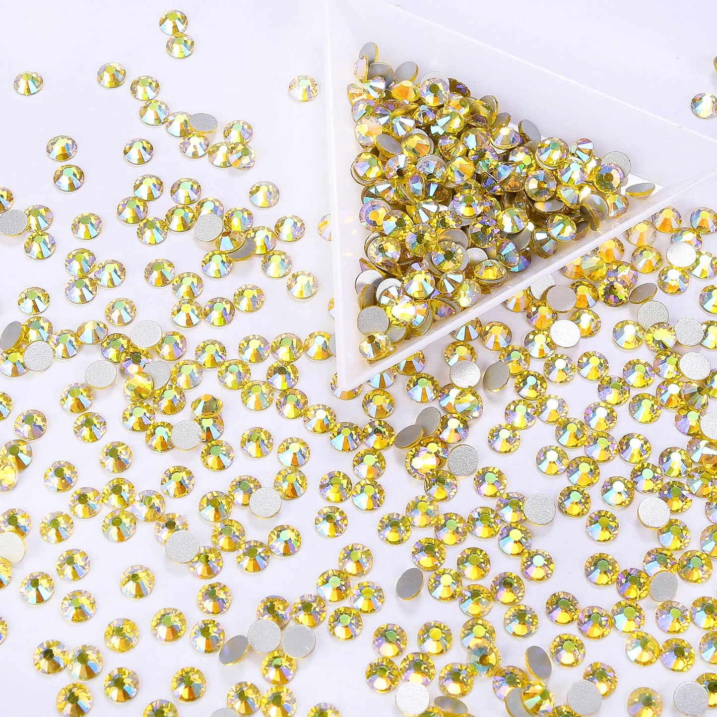 1440Pcs Lemon Ab Crystal Rhinestones,Glass Flatback Rhinestones Gemstones Small for Nail Face Makeup Art Crafts Clothes Decoration-(SS10,2.8mm,Lemon Ab)