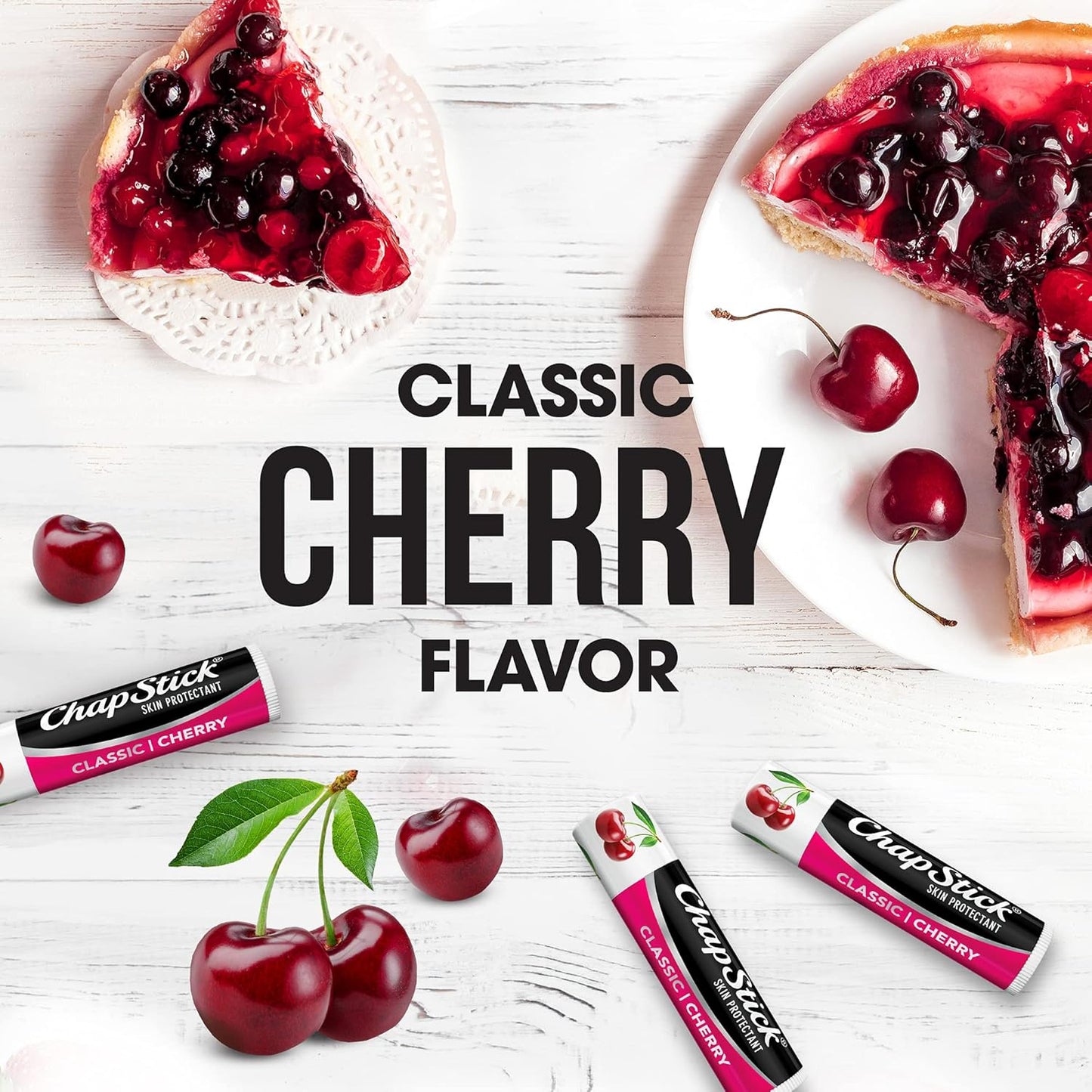 ChapStick Moisturizer 2-in-1 Lipcare SPF 15 Black Cherry 3-Pack + Classic Cherry Lip Balm 2-Pack, 0.15 Oz Ea (5 Piece Set)