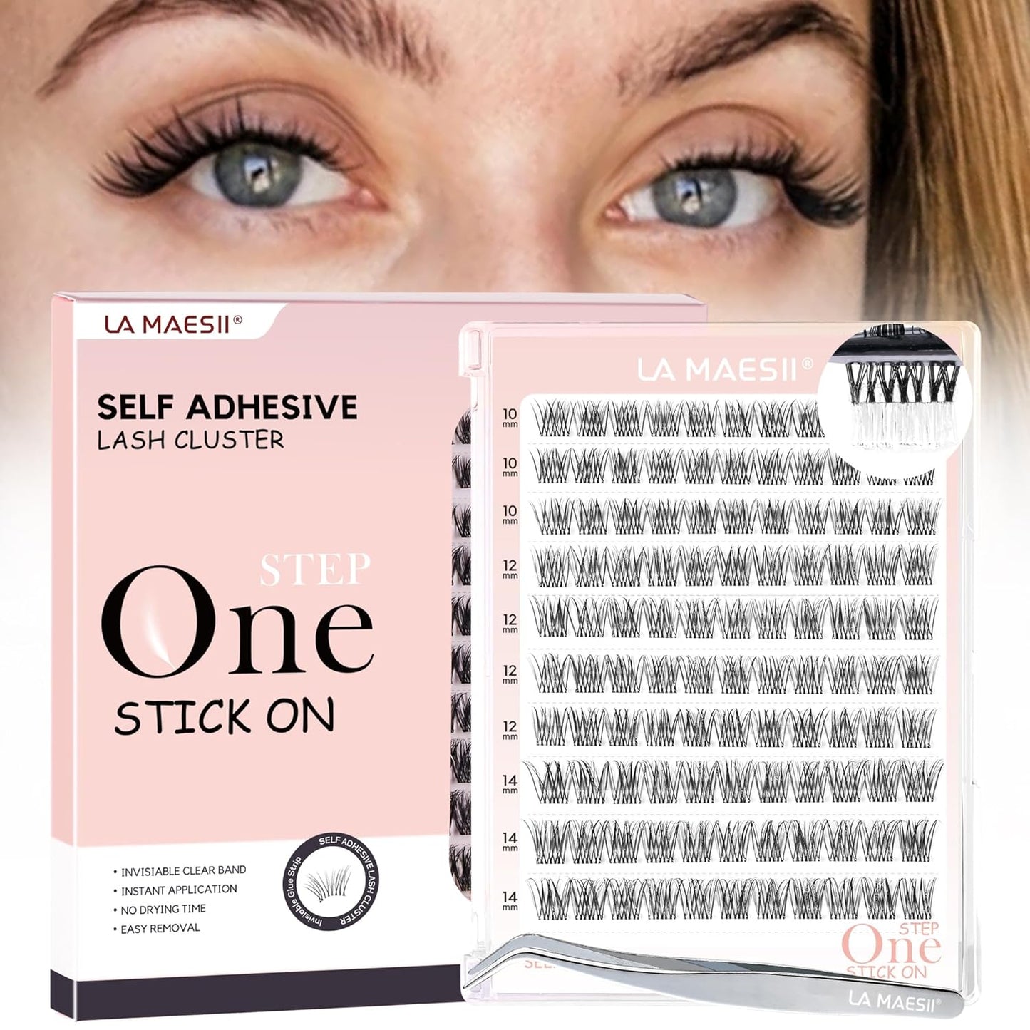Self Adhesive Eyelashes, 120Pcs Clear Band Lash Clusters, Natural Pre-Glued Eyelash Clusters, No Glue Needed Press On Invisible Band Resuable Eyelashes(SC133)