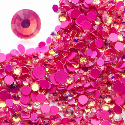 F Rose Flatback Rhinestones, Glass Rhinestones for Nail Art and Craft, Glue Fix, Loose Crystal Gemstones(F Rose, SS10, 1440pcs, 2.7-2.8mm)