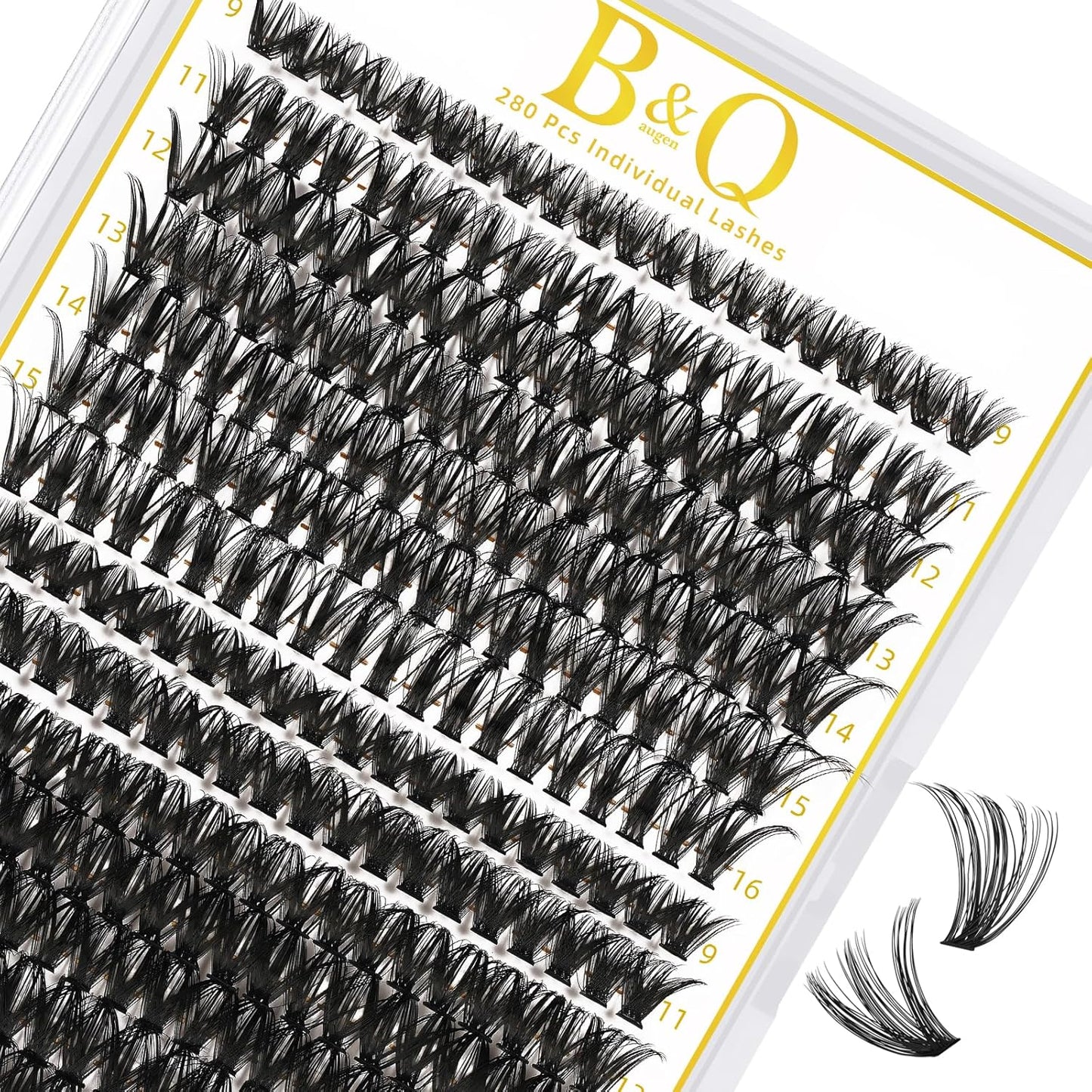 B&Q Lash Clusters 280PCS Eyelash Clusters, 40 50 C 9-16MIX Individual Lash Comfortable Eyelash Extension, Classic Look Pestañas Postizas (4050D-C)