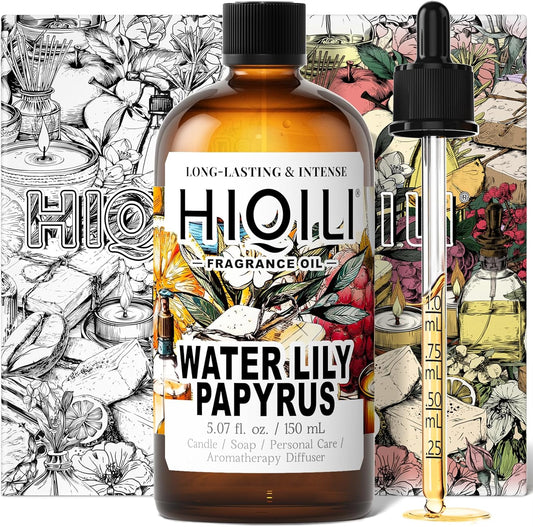 HIQILI Water Lily Papyrus Fragrance Oil for DIY Soap, Inspired by ISY-Myake L.d'Isy, Perfume, Candle Making, Fresh Scents for Laundry Dryer Balls, Gifts- 5.07 Fl Oz