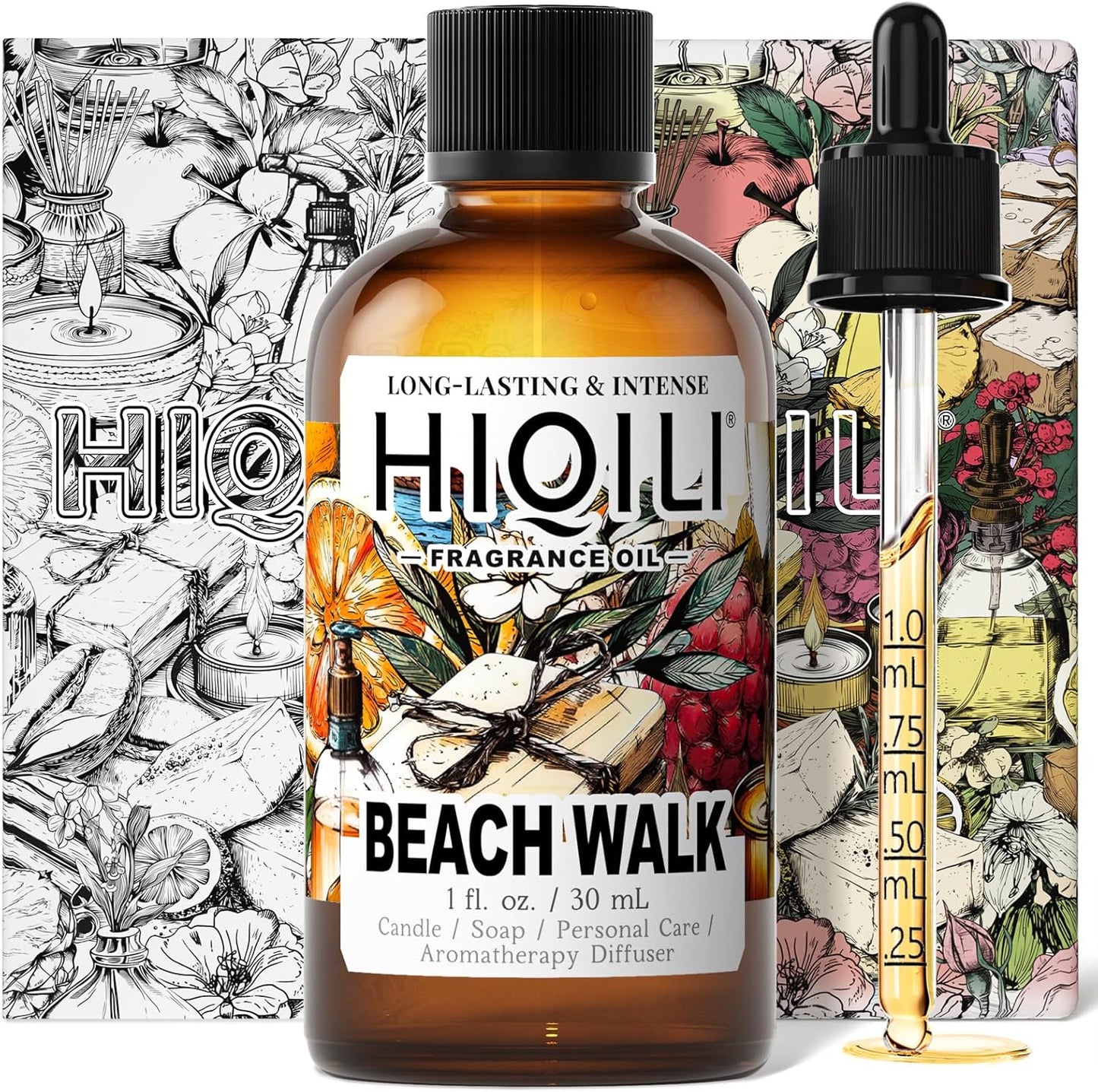 HIQILI Beach Walk Fragrance Oil for Diffuser & Humidifier, Candle & Soap Making, Luxury Hotel Scents, Perfect as a Gift - 1 Fl Oz