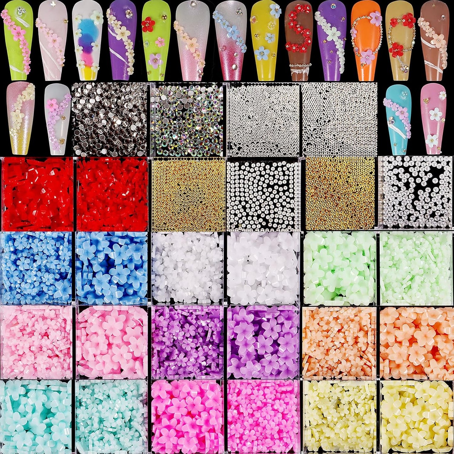 250pc 3D Nail Charms Set - Diverse Shapes & Colors for Acrylic Nails & DIY Crafts (#7)