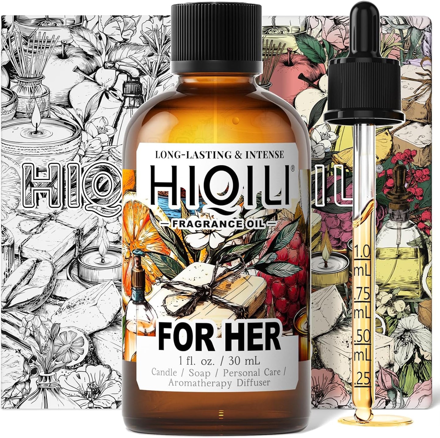 HIQILI for Her Fragrance Oil for Candle Making, Inspired by N.rciso-Rdrgz for-her, Bath Bombs, Soap Making Supplies, Add to Body Lotion, Women Scented Oil - 1 Fl Oz