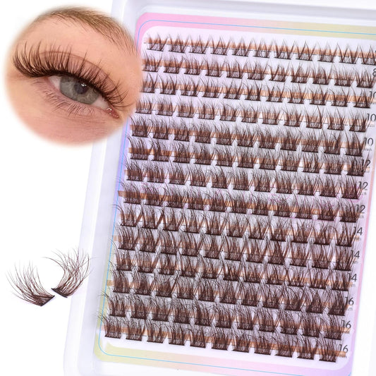 Brown Lash Clusters Wispy Lash Clusters Eyelash Extensions 154pcs Brown Eyelash Clusters 8-16MM Natural Cluster Lashes Extensions by Ruairie