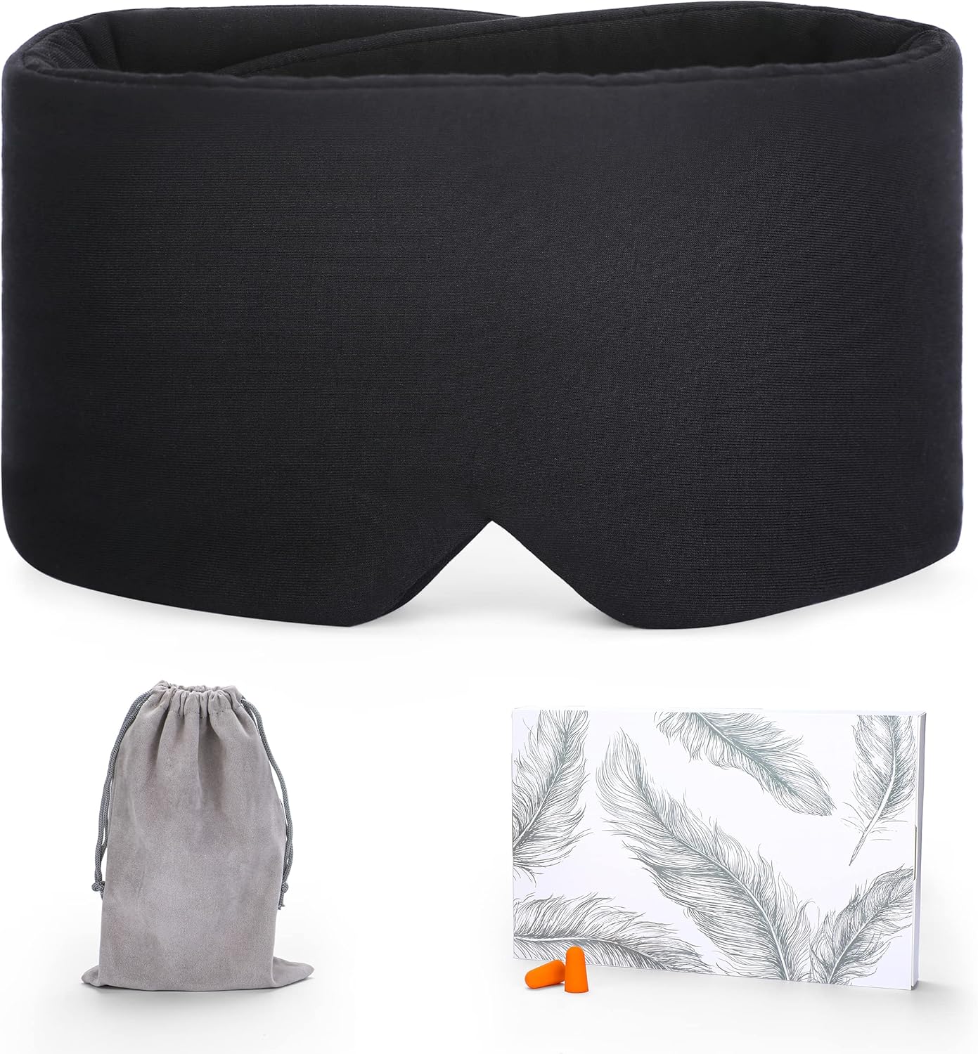 FRESHME Sleep Mask Blackout - Handmade Cotton Sleep Mask for Women Men Eye Mask for Sleeping Black Soft Eye Cover for Sleeping with Adjustable Veclro Breathable Eye Blindfold for Night Nap Travel