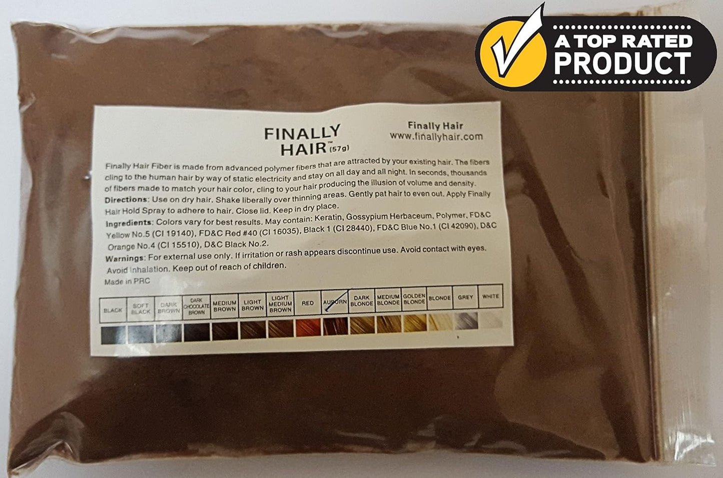 Hair Building Fibers - Auburn 50 Gram Refill - Refill Your Existing Fiber Bottle - Hair Filler Fibers - Cover Grey Roots Concealer by Finally Hair (50g 50gr 50gram 50 G Gr Gram Auburn)
