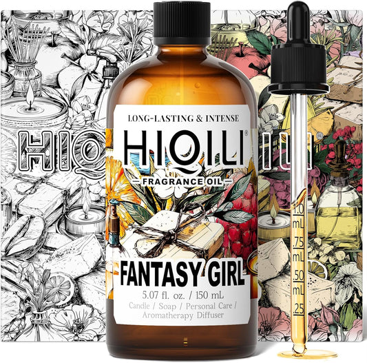HIQILI Fantasy Girl Fragrance Oil for Candle, Perfume Making, Praline & Pomelo Scents, Long Lasting, Skin & Hair Care Products, Gifts - 5.07 Fl Oz