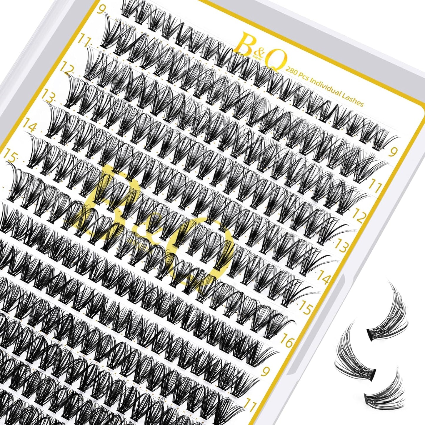 B&Q Lash Clusters 30D+40D-D-9-16MIX B&Q LASH 280 Clusters False Eyelash 9-16MIX Lash Clusters Extensions DIY Eyelash Extensions at Home (30D+40D,D-9-16MIX)