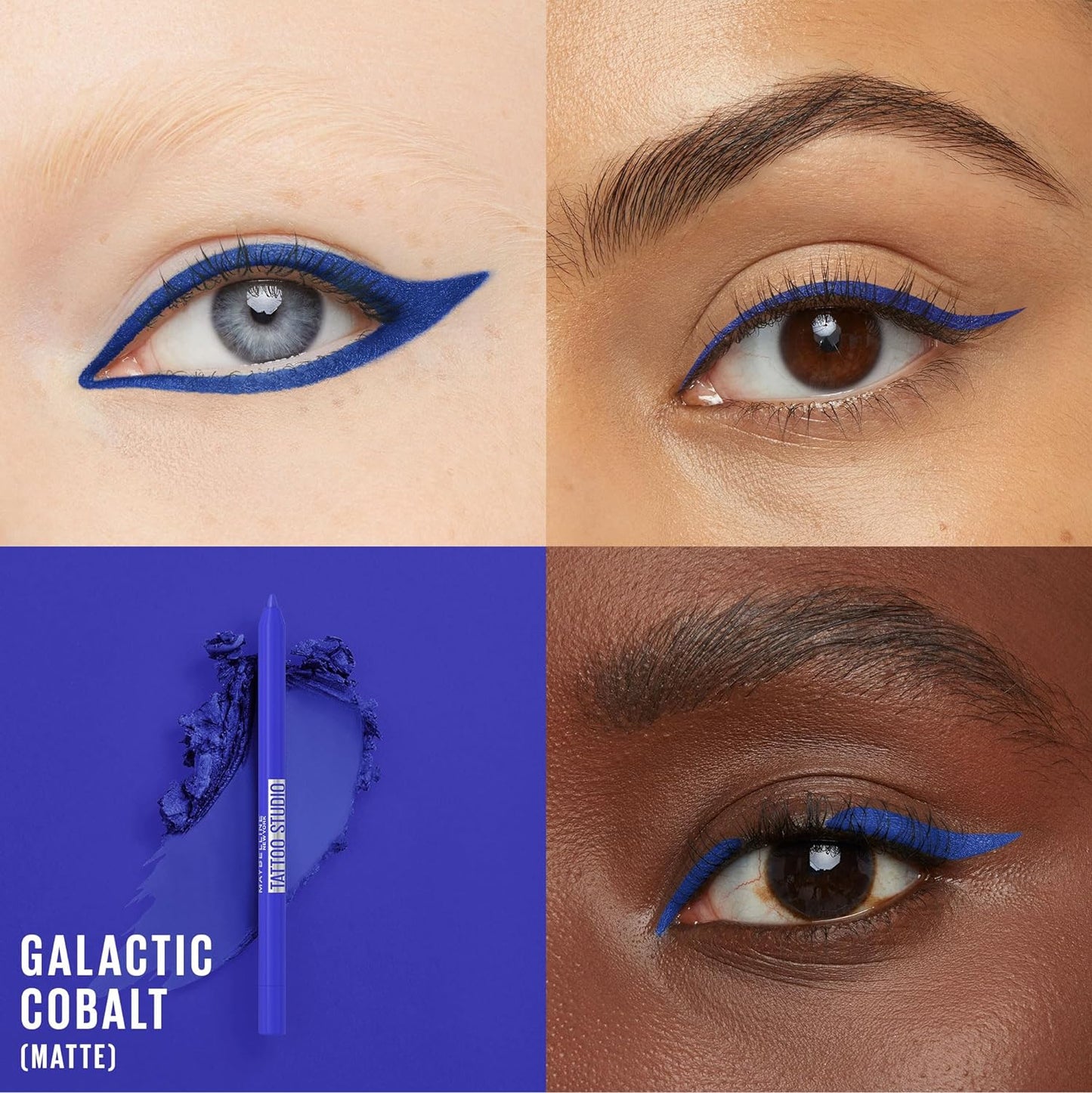 Maybelline Tattoo Studio Sharpenable Gel Pencil Waterproof Eyeliner, Long-Lasting Eyeliner With Smooth Gel Pigments For Up To 36HR Wear, Galactic Cobalt, 1 Count