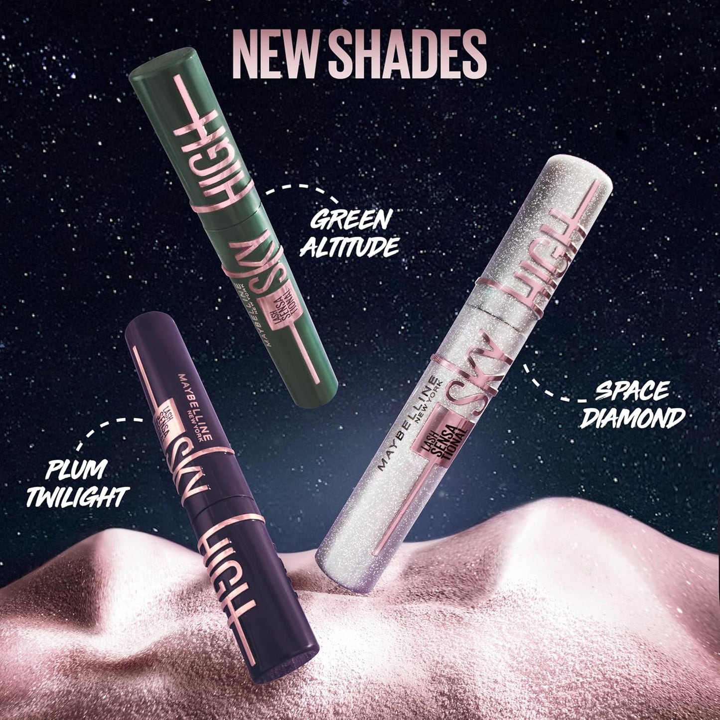 Maybelline Lash Sensational Sky High Washable Mascara, Volumizing, Lengthening, Defining, Curling, Multiplying, Buildable Mascara Make Up Formula, Green Altitude, 1 Count