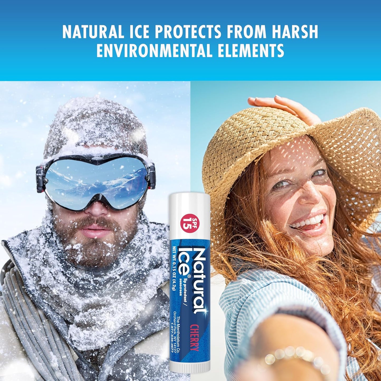 Mentholatum Natural Ice Cherry Flavor Medicated Lip Balm, Hydrating Lip Care for Dry, Chapped Lips, Moisturizing Formula with SPF 15 Helps Prevent Sunburn, Protection for Smooth, Soft Lips 48 Count